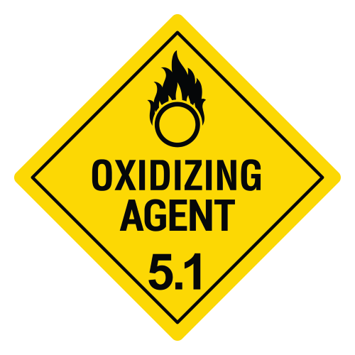 Oxidizing Agent 5.1 Hazard Labels, Yellow