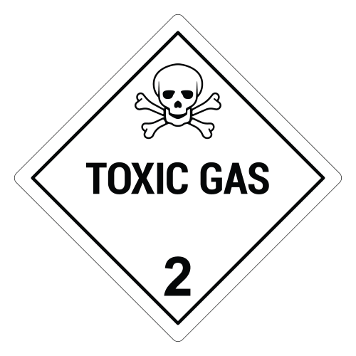Toxic Gas 2 Hazard Labels, White