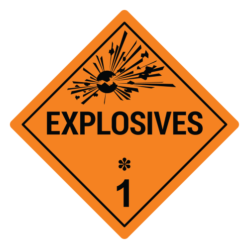 Explosive 1 Hazard Labels, Orange