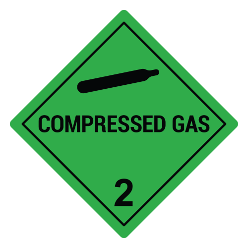 Compressed Gas 2 Hazard Labels, Green