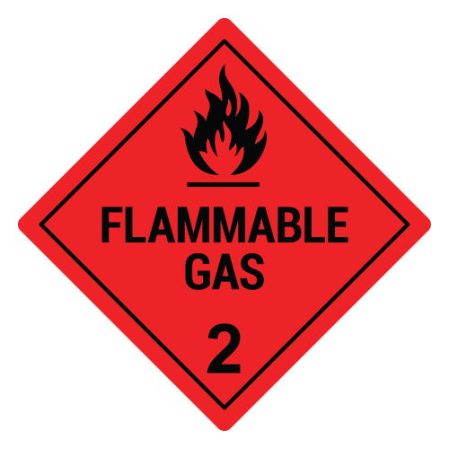 Flammable Gas 2 Hazard Labels, Red