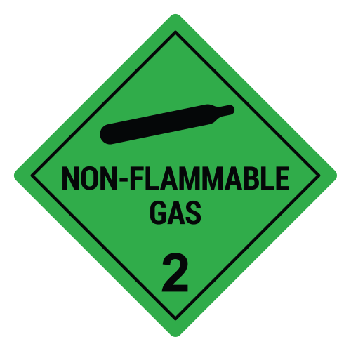 Non Flammable 2 Hazard Labels, Green