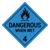 Dangerous When Wet 4 Hazard Labels, Blue