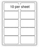 A4 plain labels, 10 per sheet, 100 sheets/pack