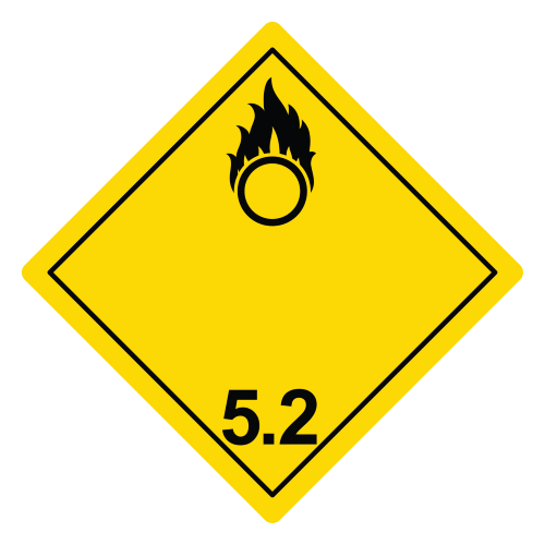 Oxidizer 5.2 Hazard Labels, Yellow/Red