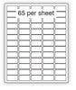 A4 plain labels, 65 per sheet, 100 sheets/pack