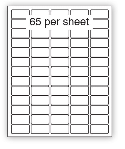 A4 plain labels, 65 per sheet, 100 sheets/pack