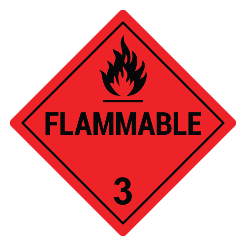 Highly Flammable 3 Hazard Labels, Red