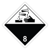 Corrosive 8 hazard labels, white/black
