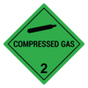 Compressed Gas 2 Hazard Labels, Green