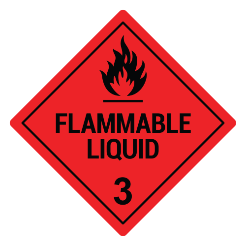 Flammable Liquid 3 Hazard Labels, Red