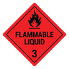Flammable Liquid 3 Hazard Labels, Red