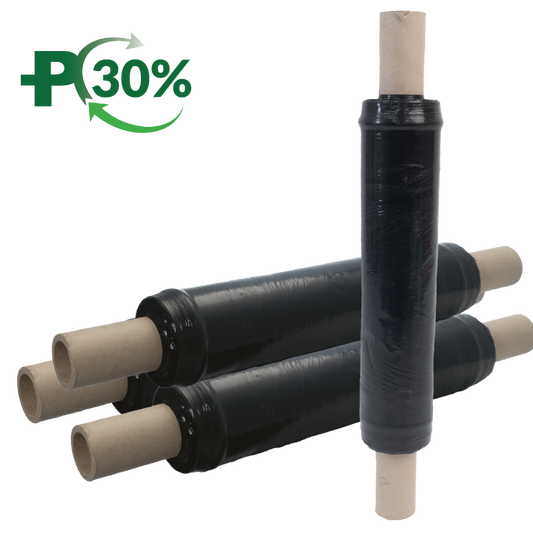 Black pallet wrap, E-stretch, Ext Core, 5mu