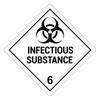 Infectious Substance Hazard Labels, White/Black