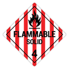 Flammable Solid 4 hazard labels, Red/White